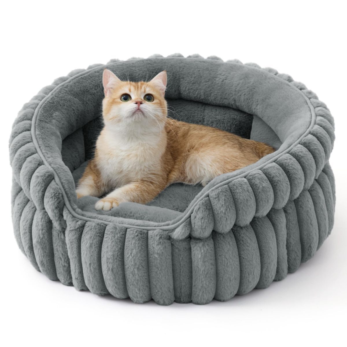 Cat Bed Plush Cat Bed Round Cat Bed Cat Furniture Cat Comfort High-Quality Cat - Navy / 23in