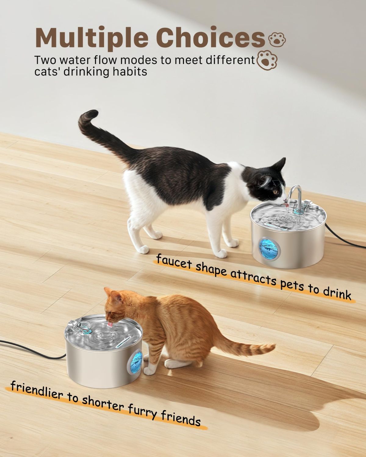 Cat Water Fountain Stainless Steel Cat Fountain Cat Hydration Cat Drinking