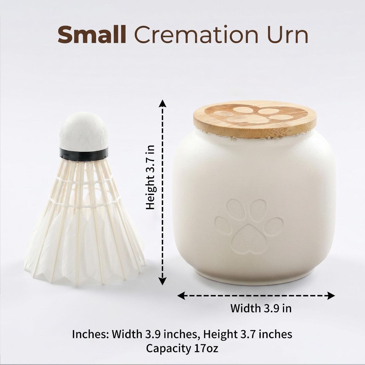 Small Pet Urn for Ashes, Cremation Memorial Urns for Cats & Dogs, Ceramic Paw Design Keepsake Jar with Wooden Lid, Pets Loss Sympathy Gift, 17oz - Yellow - Size 3.9in*3.7in