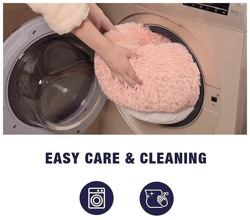 Cat Bed Fluffy Cat Bed Round Cat Bed Cat Furniture Cat Comfort Cat Sleeping Bed - Pink / 24in