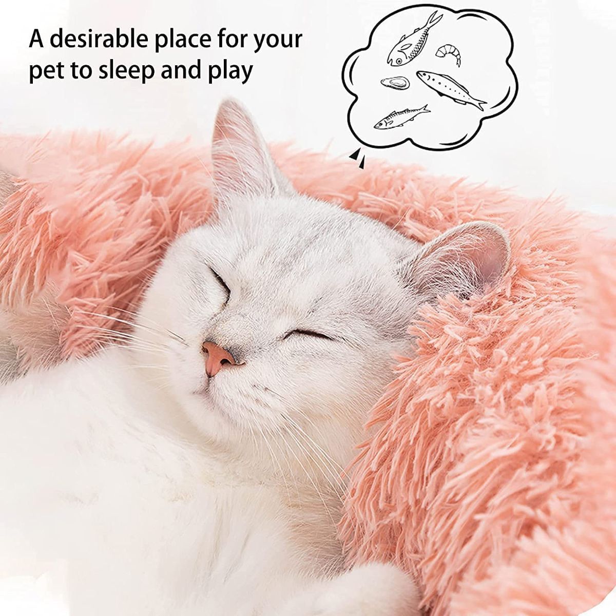 Cat Bed Fluffy Cat Bed Round Cat Bed Cat Furniture Cat Comfort Cat Sleeping Bed - Pink / 24in