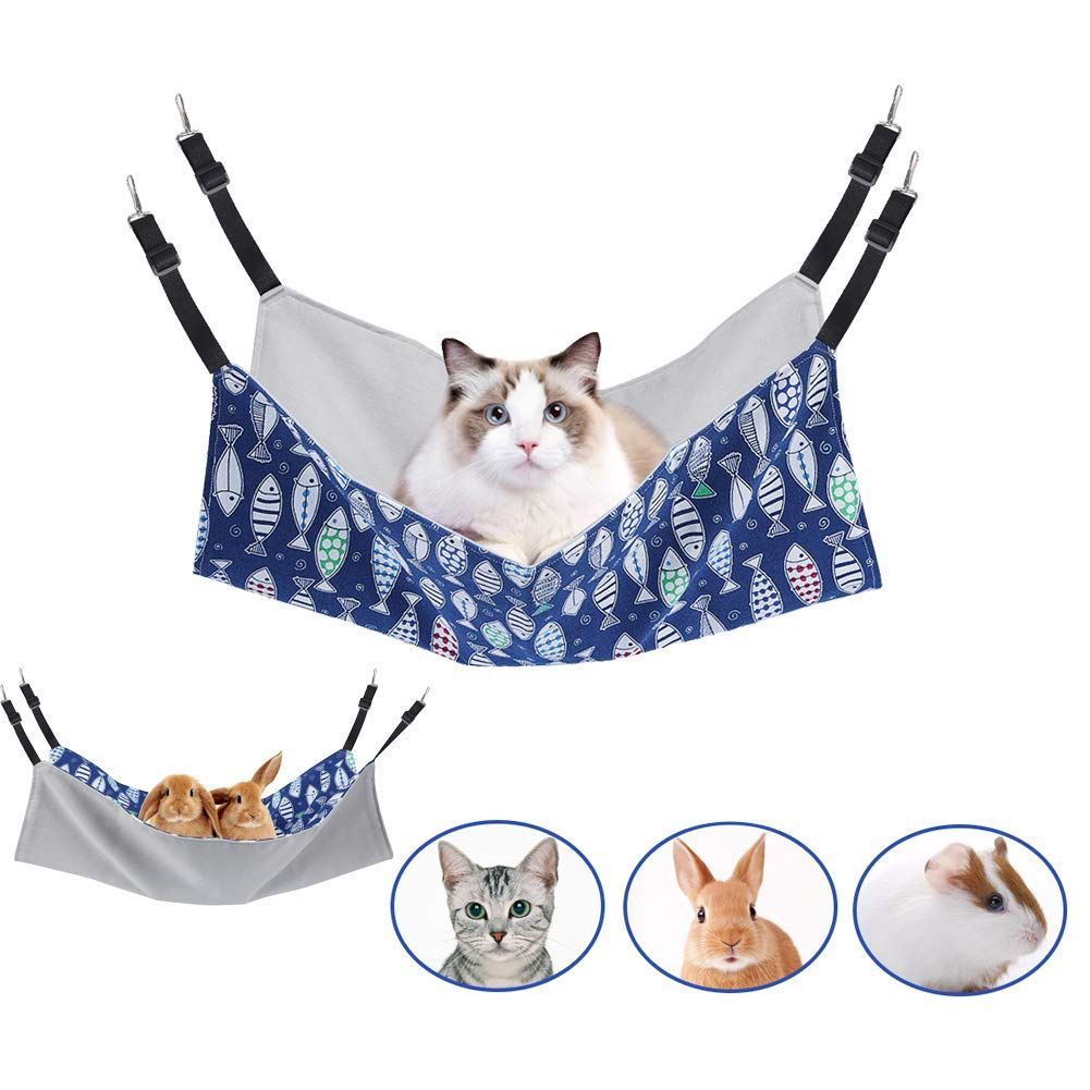 Cat Hammock Adjustable Hanging Cat Bed Indoor Cat Bed Reversible Cat Hammock