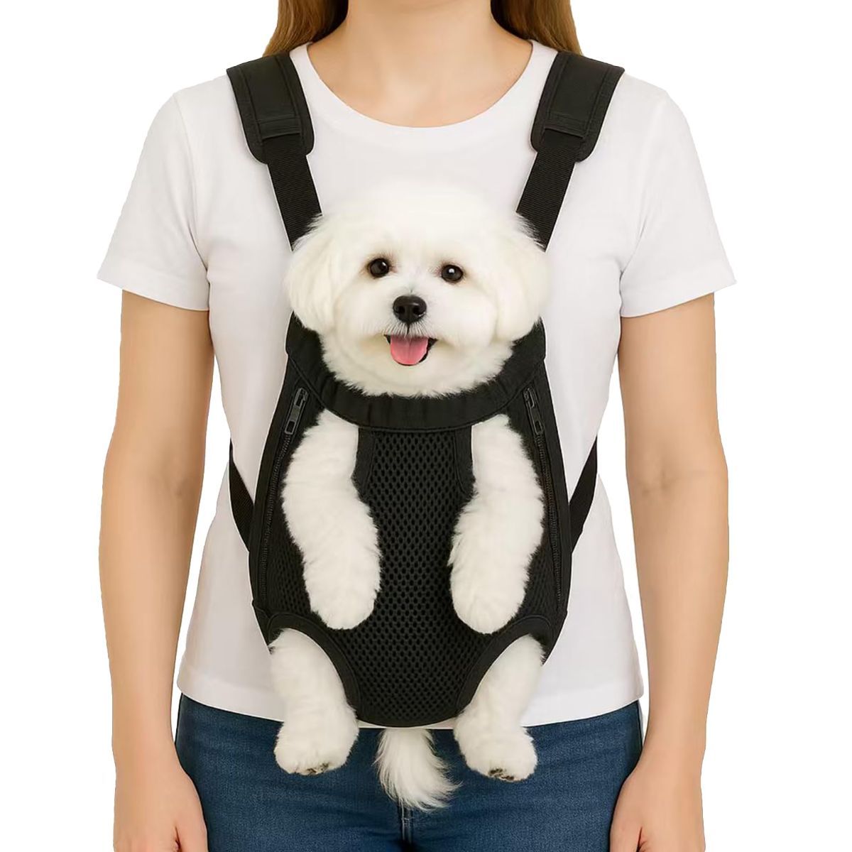 Dog Carrier Backpack Small Dog Carrier Pet Carrier Hands-Free Dog Carrier - Black / L