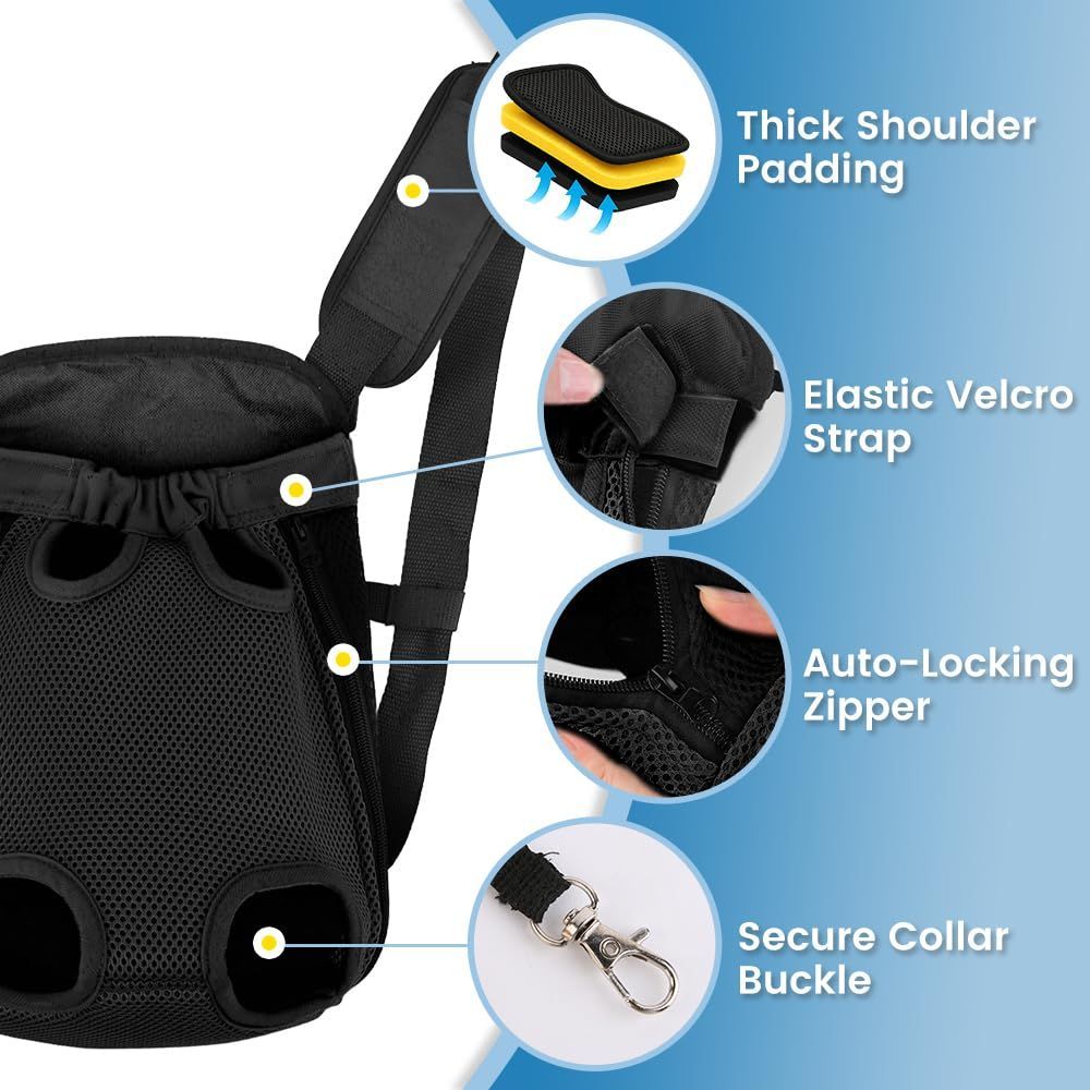 Dog Carrier Backpack Small Dog Carrier Pet Carrier Hands-Free Dog Carrier - Black / M