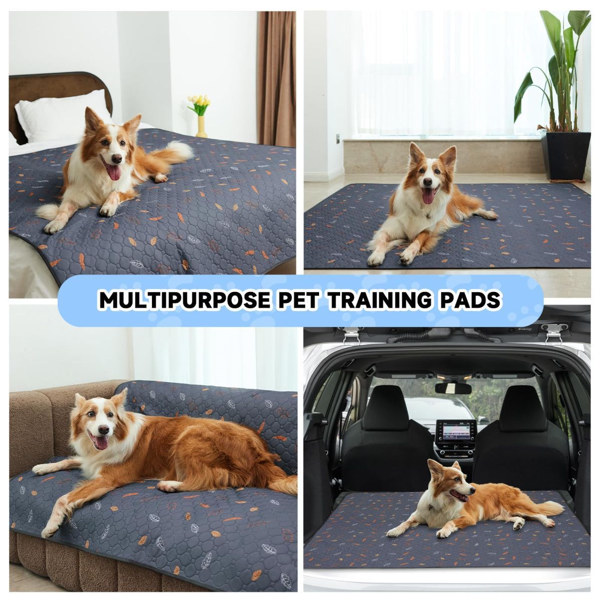 Reusable Dog Urine Pads Dog Pee Pads Absorbent Dog Pads Dog Training Pads - Dark Gray / 72in*72in