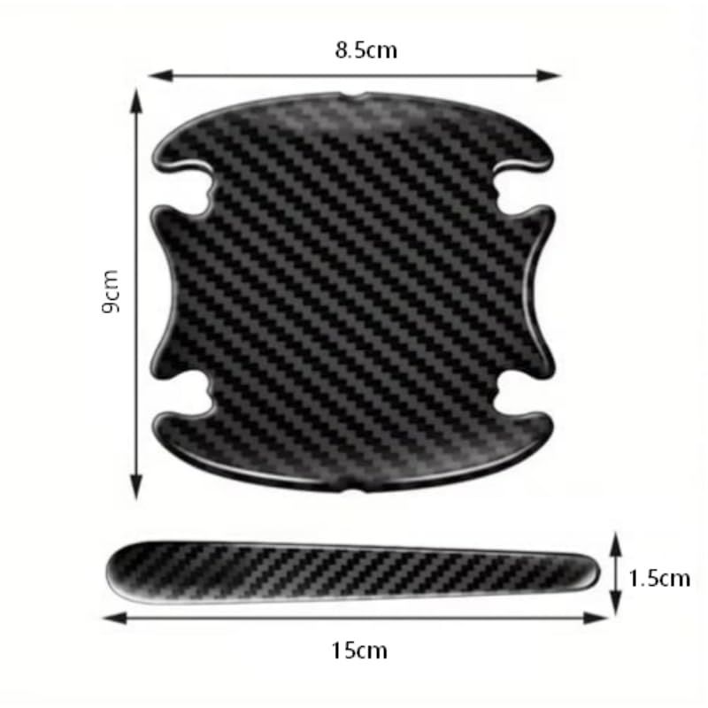 TPU Carbon Fiber Like Car Door Handle Cup Protective Sticker-8 PCS | Auto Door Paint Guard Car Door Cup Scratch Protection Films with Sport Style Carbon Look, Universal Door Handle Cups Protective Pad
