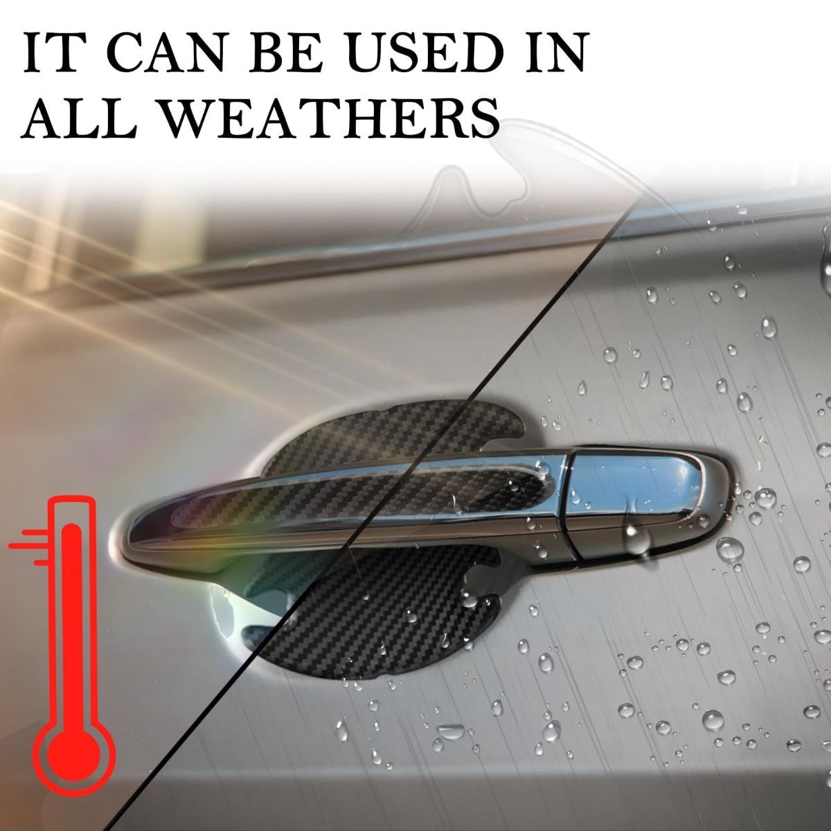 TPU Carbon Fiber Like Car Door Handle Cup Protective Sticker-8 PCS | Auto Door Paint Guard Car Door Cup Scratch Protection Films with Sport Style Carbon Look, Universal Door Handle Cups Protective Pad