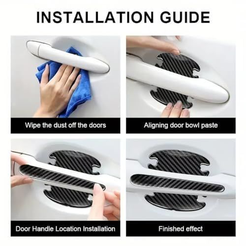 TPU Carbon Fiber Like Car Door Handle Cup Protective Sticker-8 PCS | Auto Door Paint Guard Car Door Cup Scratch Protection Films with Sport Style Carbon Look, Universal Door Handle Cups Protective Pad
