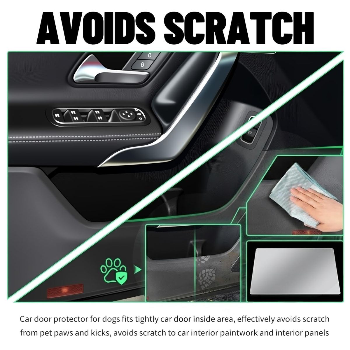 Car Door Protector - Universal Edge Guards Clear Protective Film Tape | PPF Film for Vehicle Interior Door Sill Protector from Dirty Shoes, Dog Scratching,7.87inch*10ft, Transparent