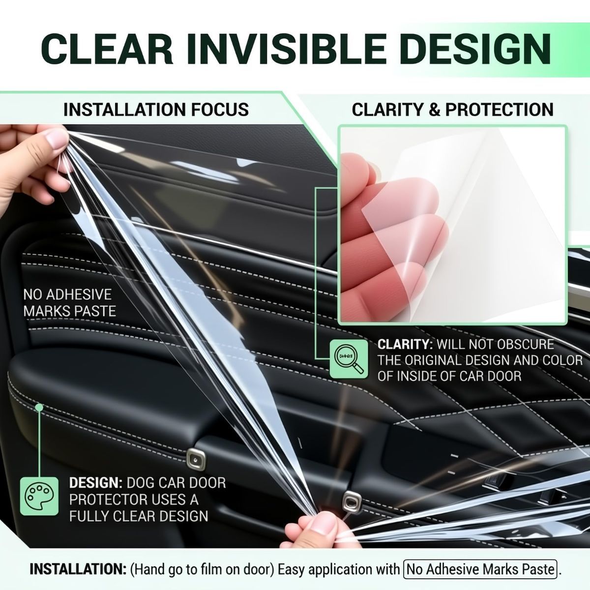 Car Door Protector - Universal Edge Guards Clear Protective Film Tape | PPF Film for Vehicle Interior Door Sill Protector from Dirty Shoes, Dog Scratching,7.87inch*10ft, Transparent