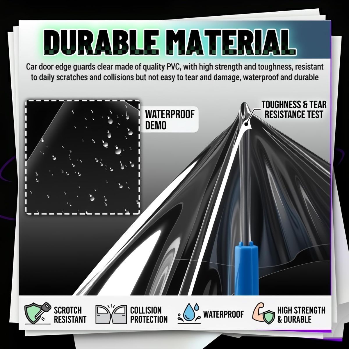 Car Door Protector - Universal Edge Guards Clear Protective Film Tape | PPF Film for Vehicle Interior Door Sill Protector from Dirty Shoes, Dog Scratching,7.87inch*10ft, Transparent