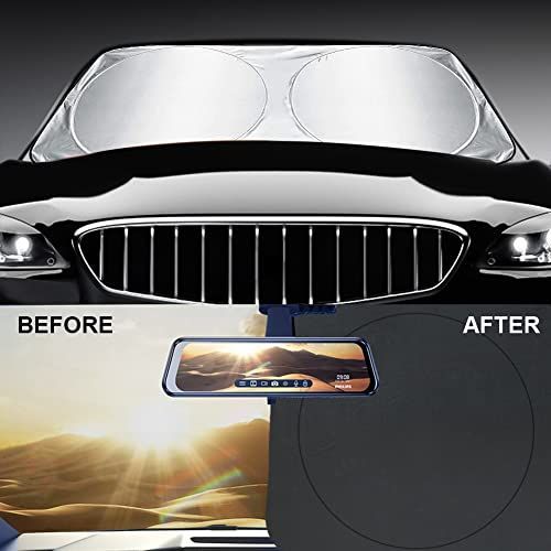 150x85cm Car Windscreen Sun Shade Front Windshield Sunshade Foldable Cover Visor Sunshades Reflective UV Dust Protector Automotive Ray Protection Block Parasol Keep Vehicle Cool Fit Various Sizes