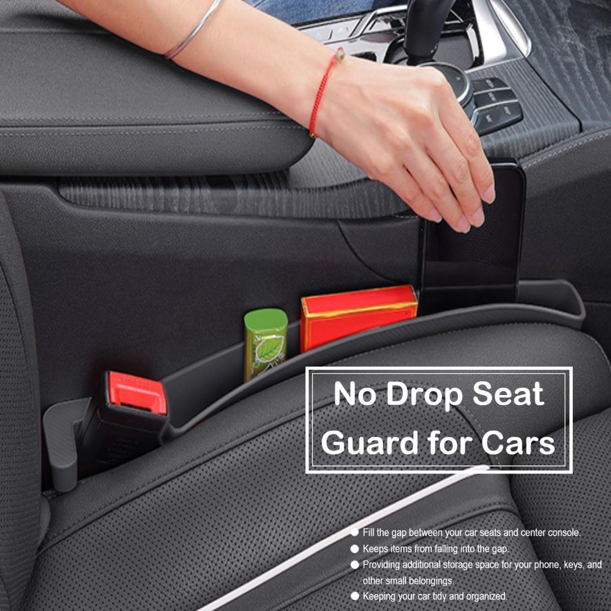 Car Seat Gap Filler, Carseat Side Gap Organizer with Phone Holder & Storage Slot, Auto Interior Accessories, Universal Car Catcher Plug Strip Fit Car SUV Truck, Fill in Between Seat and Console - Brown - Size 2PCS