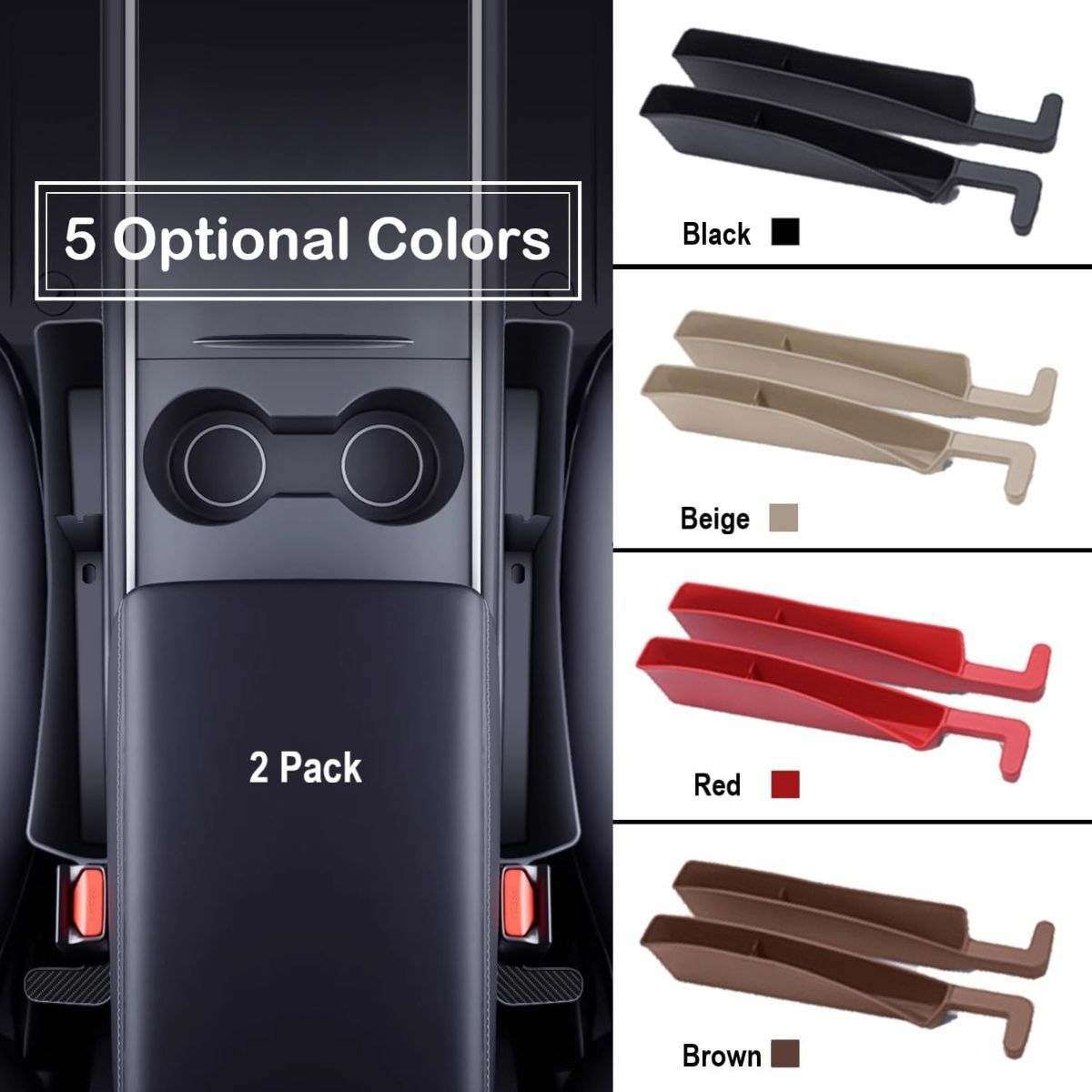 Car Seat Gap Filler, Carseat Side Gap Organizer with Phone Holder & Storage Slot, Auto Interior Accessories, Universal Car Catcher Plug Strip Fit Car SUV Truck, Fill in Between Seat and Console - Brown - Size 2PCS