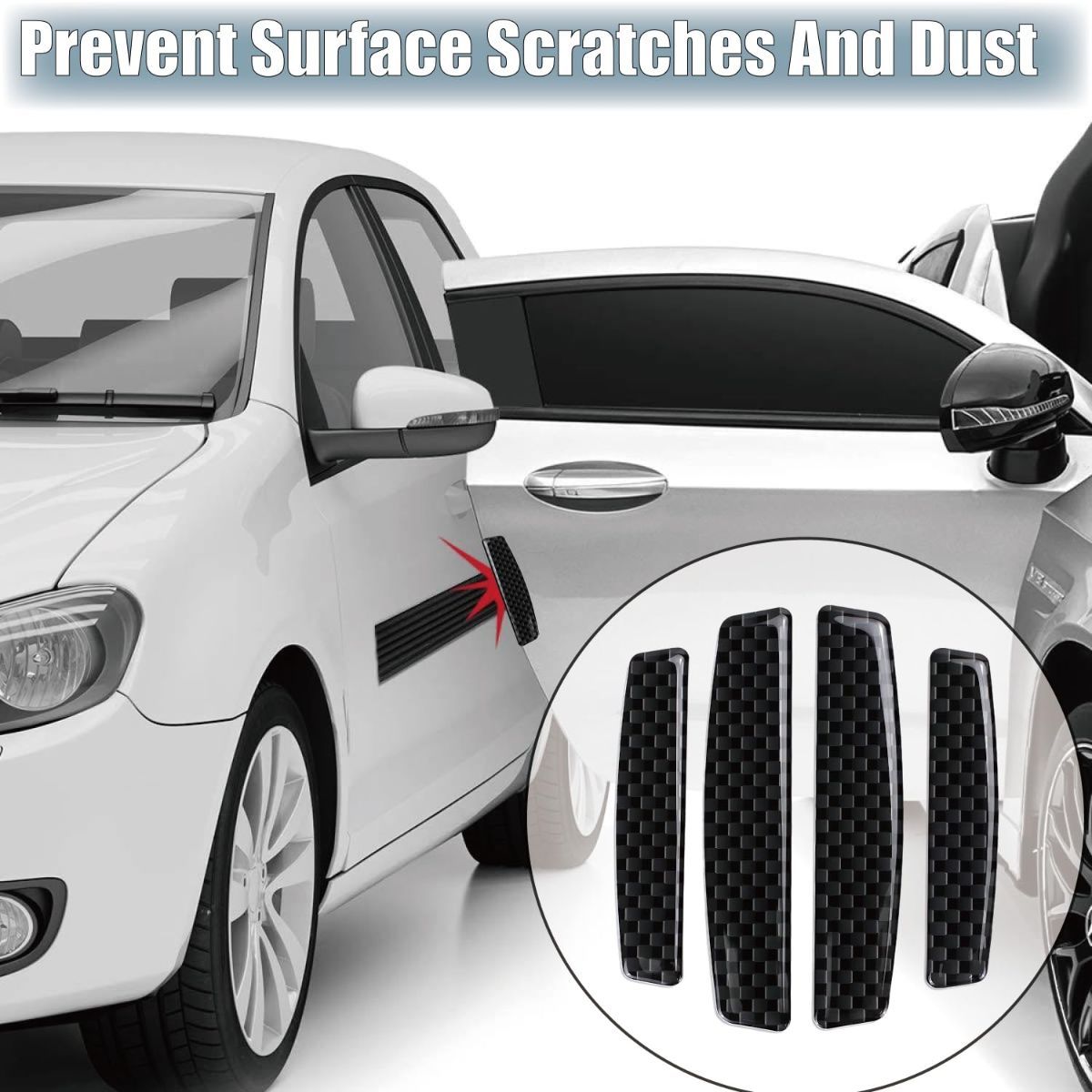 4PCS Universal Car Side Door Edge Guards Protector Real Carbon Fiber Door Edge Guard Protector Trim Molding Crash Scratch Protector Bumper Guard Protector Sticker Anti-Collision Strips - Black - Size 4PCS