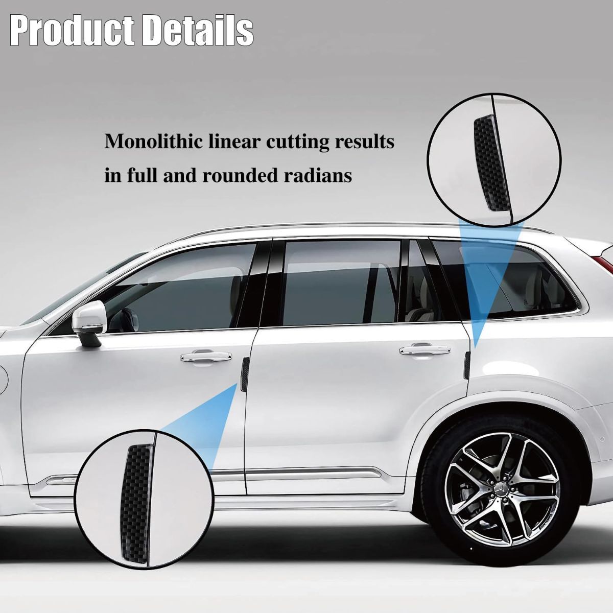 4PCS Universal Car Side Door Edge Guards Protector Real Carbon Fiber Door Edge Guard Protector Trim Molding Crash Scratch Protector Bumper Guard Protector Sticker Anti-Collision Strips - Blue - Size 4PCS