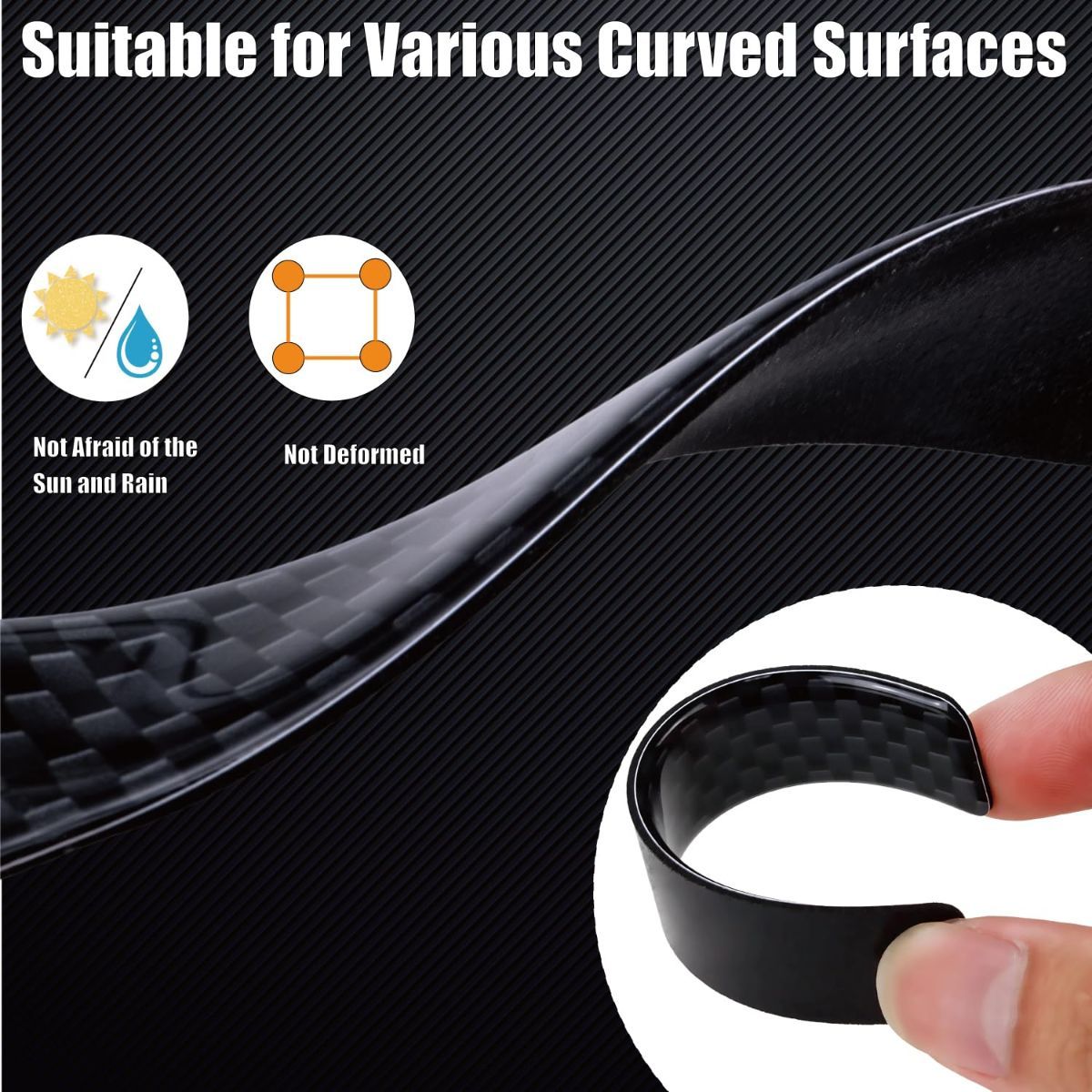 4PCS Universal Car Side Door Edge Guards Protector Real Carbon Fiber Door Edge Guard Protector Trim Molding Crash Scratch Protector Bumper Guard Protector Sticker Anti-Collision Strips - Blue - Size 4PCS
