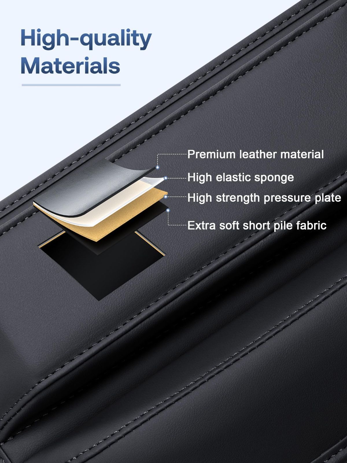 Premium Leather Car Seat Gap Filler Organizer (0.2”-1.2" Gaps), Clever Gifts for Car SUV Truck Owners - Brown - Size 2PCS