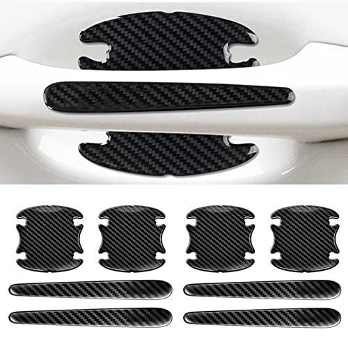 TPU Carbon Fiber Like Car Door Handle Cup Protective Sticker-8 PCS | Auto Door Paint Guard Car Door Cup Scratch Protection Films Universal Door Handle Cups Protective Pad