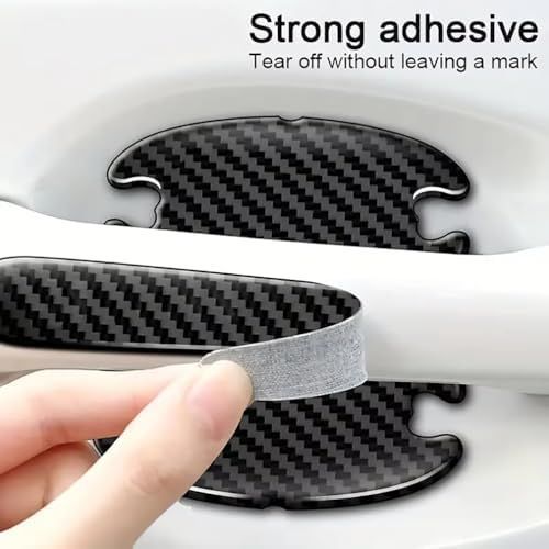 TPU Carbon Fiber Like Car Door Handle Cup Protective Sticker-8 PCS | Auto Door Paint Guard Car Door Cup Scratch Protection Films Universal Door Handle Cups Protective Pad