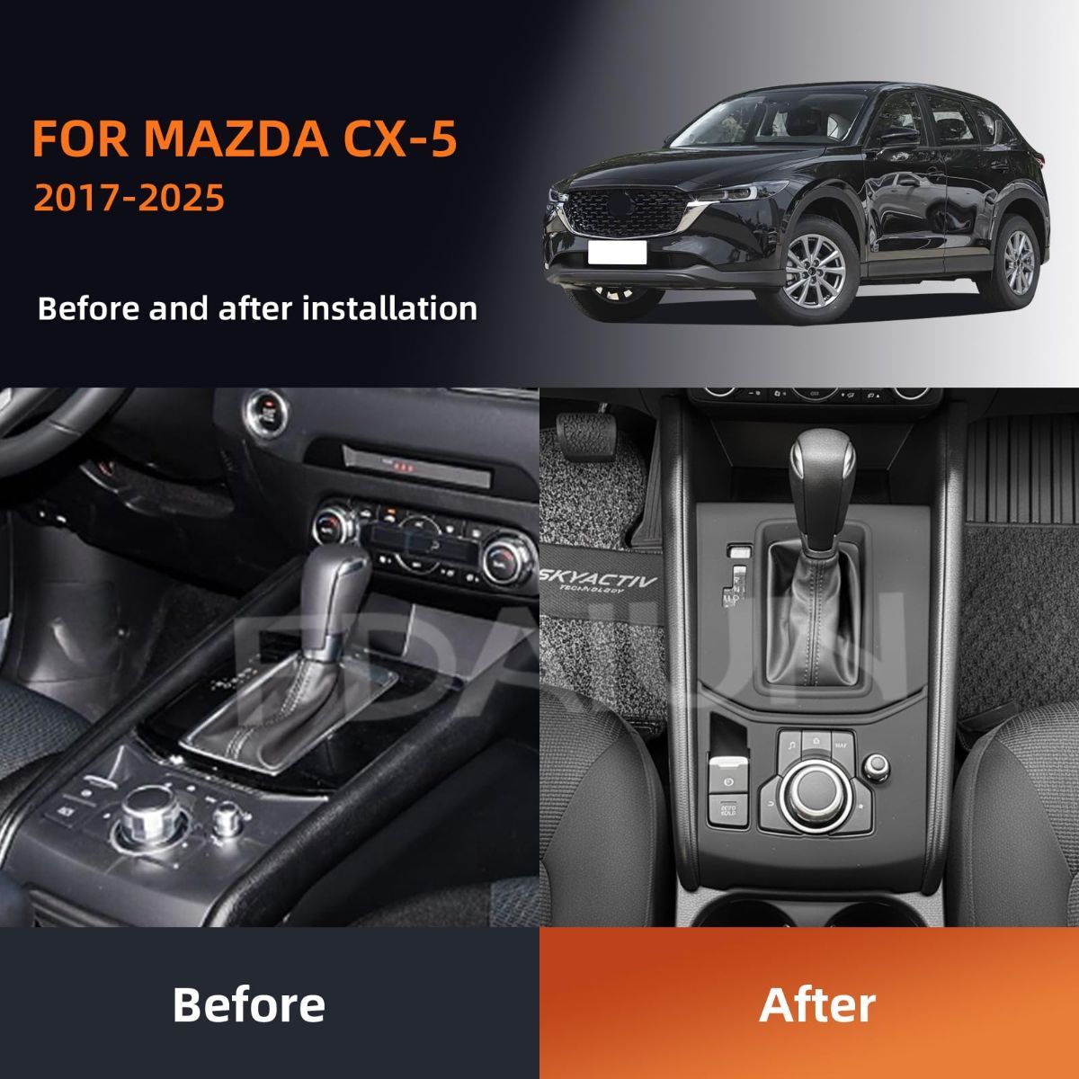 Gearshift Panel Pad for Mazda CX-5 2017-2025 Silicone | Waterproof Central Control Interior Accessories One Button - Black - Size One Button