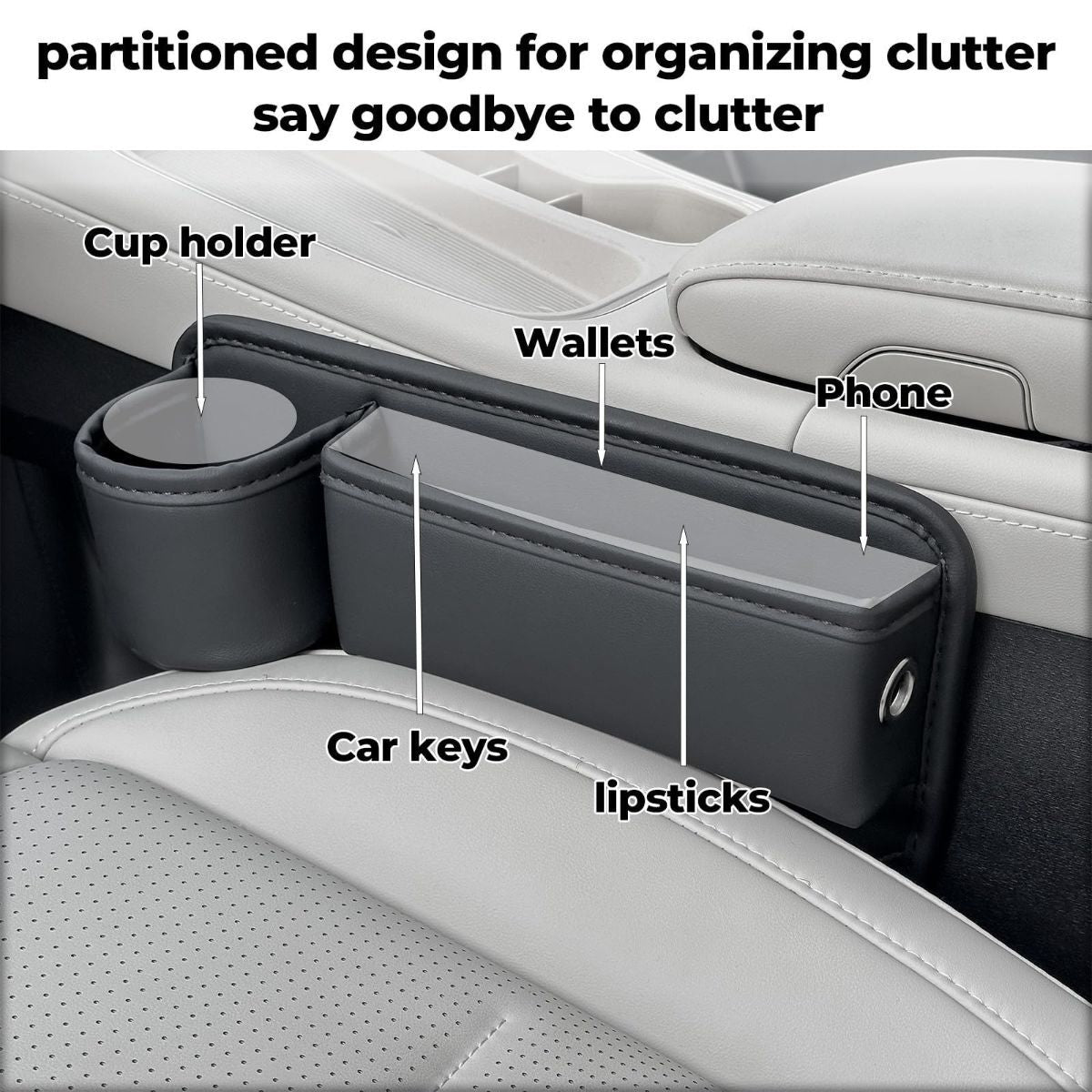 Anti-Drop Car Seat Gap Filler Organizer, Premium Leather Console Organizer, Easy Access to Phone/Keys, Universal Fit for Car SUV Truck Multi-Purpose Essentials Organizer - Beige - Size 2PCS