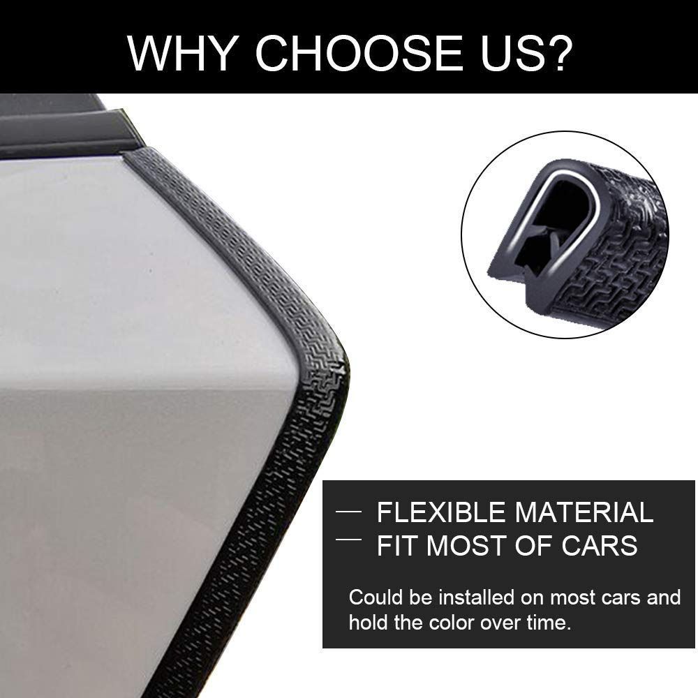 16.4ft No Glue Car Door Edge Guards Black | Reduces parking lot door dings, U-shaped rubber, fits sedans trucks SUVs, fade-resistant, protect against paint chips - White - Size 16.4ft