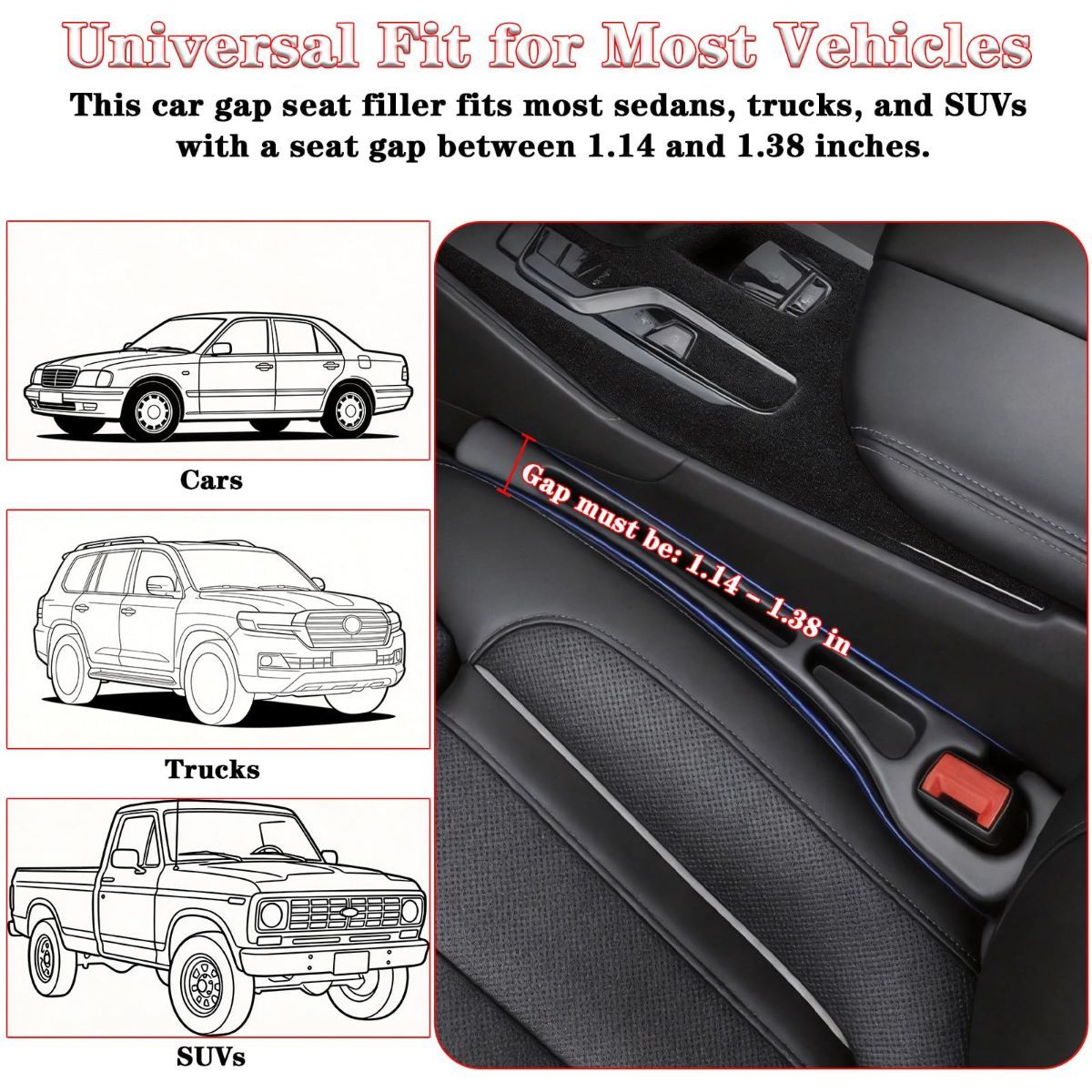 Car Seat Gap Filler Organizer of 2, 2 in 1 Car Gap Filler | Universal Gap Filler with Storage Pockets, No Drop Seat Guard for Phones Keys Cards,Car Accessories for Most Cars Trucks SUVs - Beige - Size 2PCS
