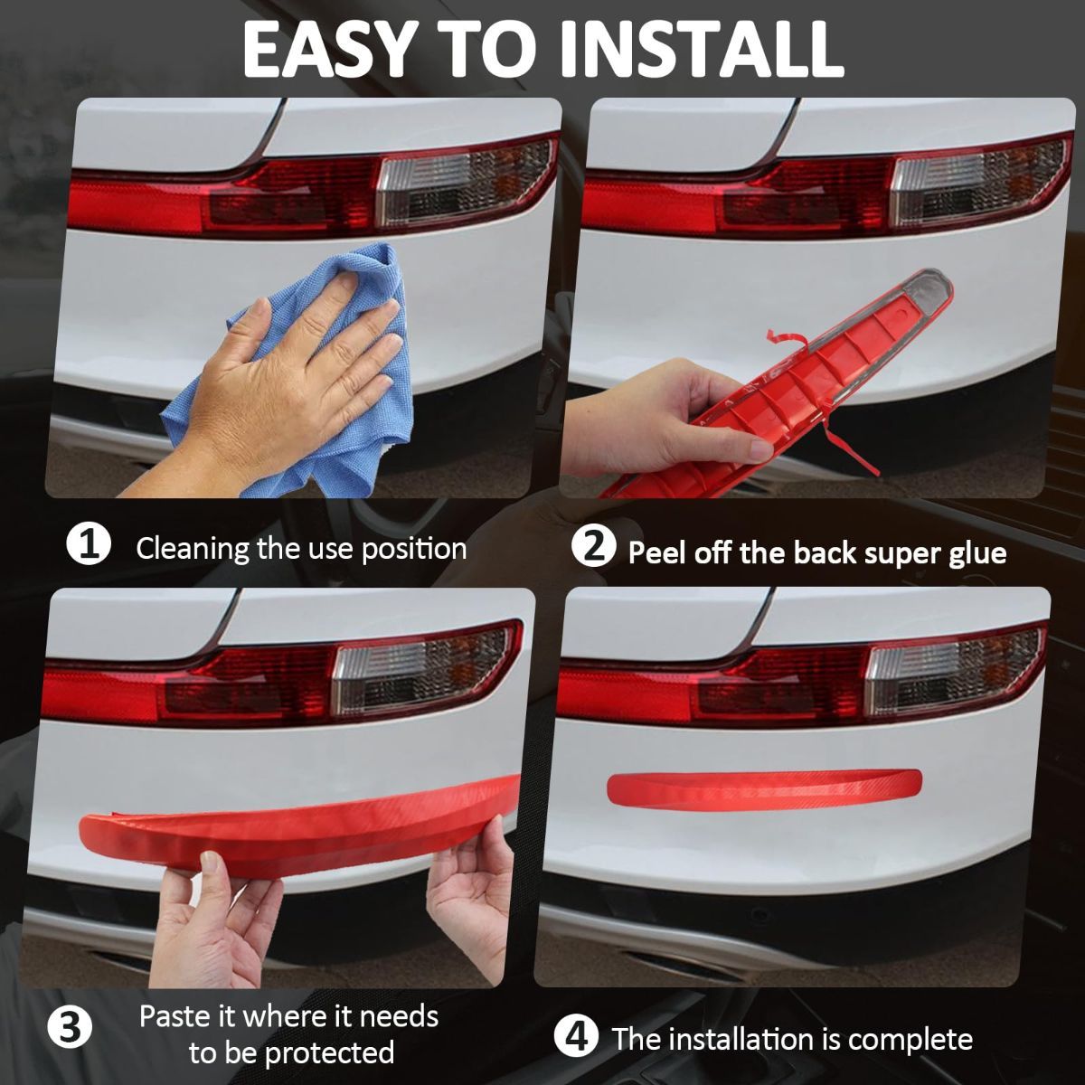 4-Packs Black Bumper Guard Strip | Anti-Collision Patch, Anti-Scratch Protector Trim, Universal for Cars SUV Pickup Truck - Gray - Size 4PCS