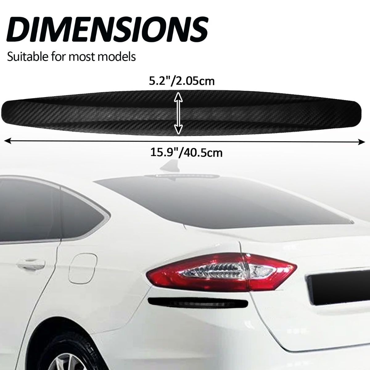 4-Packs Black Bumper Guard Strip | Anti-Collision Patch, Anti-Scratch Protector Trim, Universal for Cars SUV Pickup Truck - White - Size 4PCS