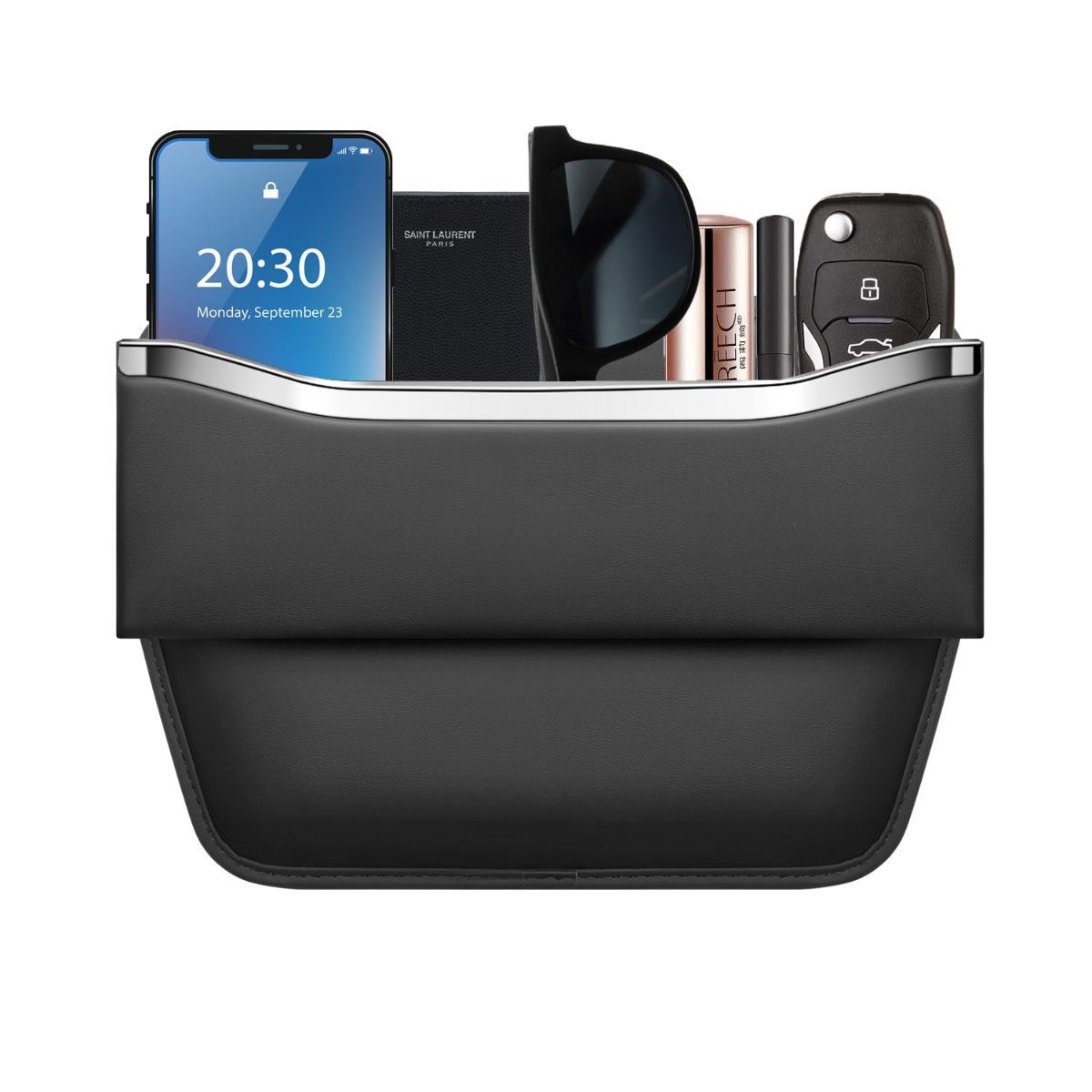 1Pack Car Seat Gap Filler Organizer - Leather Console Side Pocket Seat Storage - Stylish and Practical Car Accessories for Cars,SUV,Truck - Black - Size 1 Pack