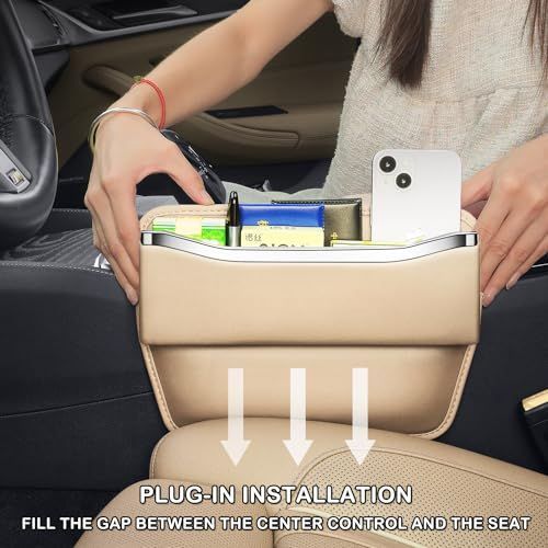 1Pack Car Seat Gap Filler Organizer - Leather Console Side Pocket Seat Storage - Stylish and Practical Car Accessories for Cars,SUV,Truck - Black - Size 1 Pack