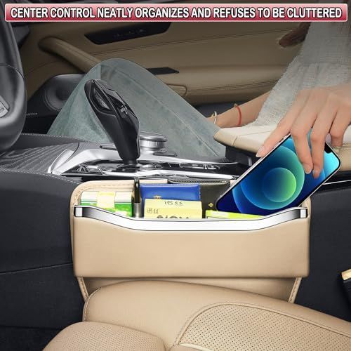 2Pack Car Seat Gap Filler Organizer - Leather Console Side Pocket Seat Storage - Stylish and Practical Car Accessories for Cars,SUV,Truck - Black - Size 2 Pack