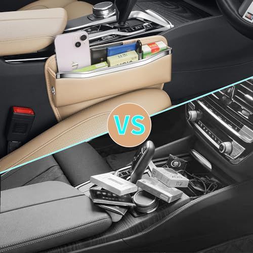2Pack Car Seat Gap Filler Organizer - Leather Console Side Pocket Seat Storage - Stylish and Practical Car Accessories for Cars,SUV,Truck - Red - Size 2 Pack