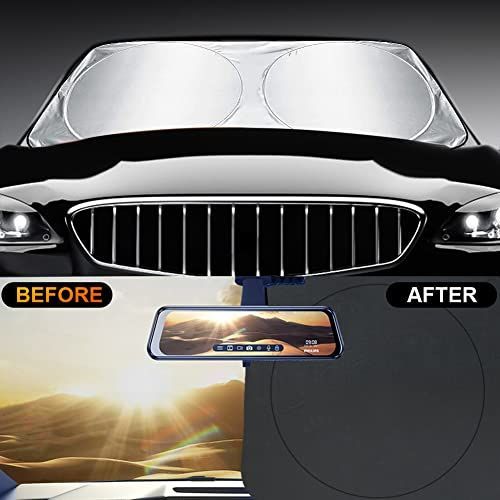 160x86cm Car Windscreen Sun Shade,Front Windshield Sunshade,Foldable Cover Visor Sunshades,Reflective UV Dust Protector,Automotive Ray Protection Block Parasol,Keep Your Vehicle Cool,Fit Various Sizes