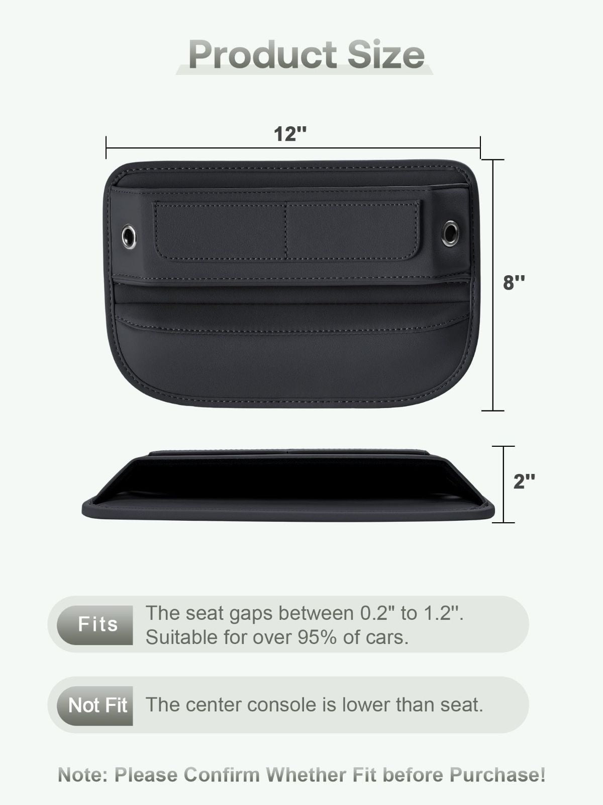 Universal Fit Premium Leather Car Seat Gap Filler Organizer, Center Console Organizer with Card Slots, Clever Gifts for Car SUV Truck Owners - Beige - Size 2PCS