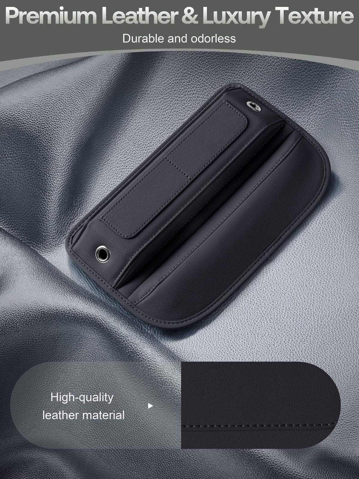 Universal Fit Premium Leather Car Seat Gap Filler Organizer, Center Console Organizer with Card Slots, Clever Gifts for Car SUV Truck Owners - Brown - Size 2PCS