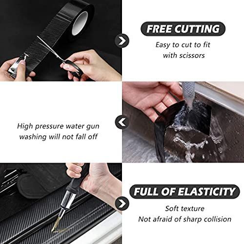 1.2In x 33Ft Universal Car Door Edge Protector, Carbon Fiber 5D Gloss Black Vinyl Wrap Film with Anti-Collision Protection for Most Vehicles - Black - Size 1.2In x 33Ft