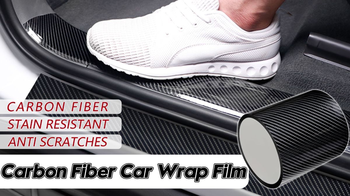 1.2In x 33Ft Universal Car Door Edge Protector, Carbon Fiber 5D Gloss Black Vinyl Wrap Film with Anti-Collision Protection for Most Vehicles - Black - Size 1.2In x 33Ft