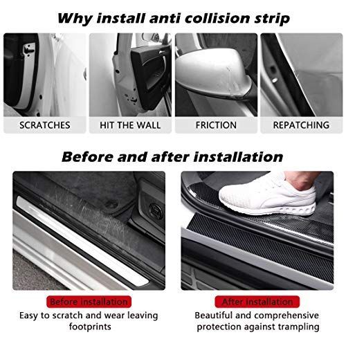 2.7In x 33Ft Universal Car Door Edge Protector, Carbon Fiber 5D Gloss Black Vinyl Wrap Film with Anti-Collision Protection for Most Vehicles - Black - Size 2.7In x 33Ft