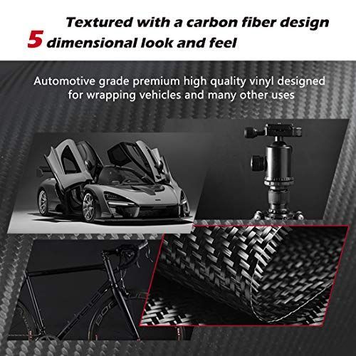 2.7In x 33Ft Universal Car Door Edge Protector, Carbon Fiber 5D Gloss Black Vinyl Wrap Film with Anti-Collision Protection for Most Vehicles - Black - Size 2.7In x 33Ft