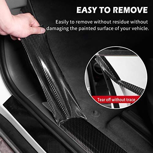 2.7In x 33Ft Universal Car Door Edge Protector, Carbon Fiber 5D Gloss Black Vinyl Wrap Film with Anti-Collision Protection for Most Vehicles - Black - Size 2.7In x 33Ft