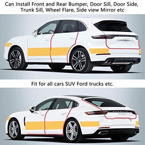 4In x 33Ft Universal Car Door Edge Protector, Carbon Fiber 5D Gloss Black Vinyl Wrap Film with Anti-Collision Protection for Most Vehicles - Black - Size 4In x 33Ft