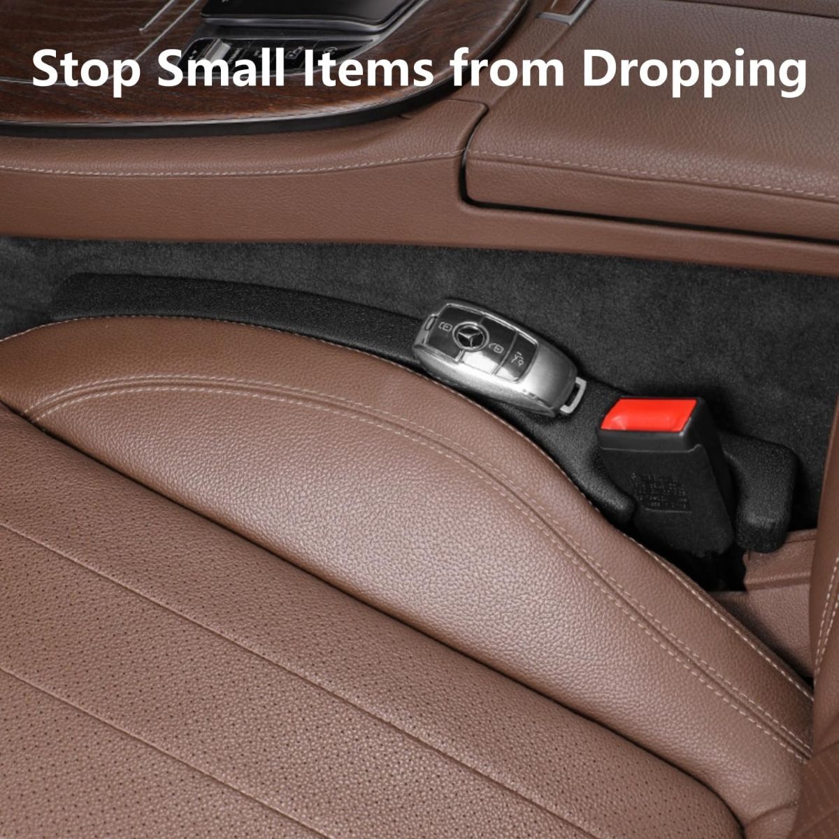 Car Seat Gap Filler 2 Pack, Universal Fit PU Leather Car Seat Gap Plug to Fill The Gap Between Seat and Console, Car Seat Crevice Blocker Stop Things from Dropping - Black - Size 2PCS