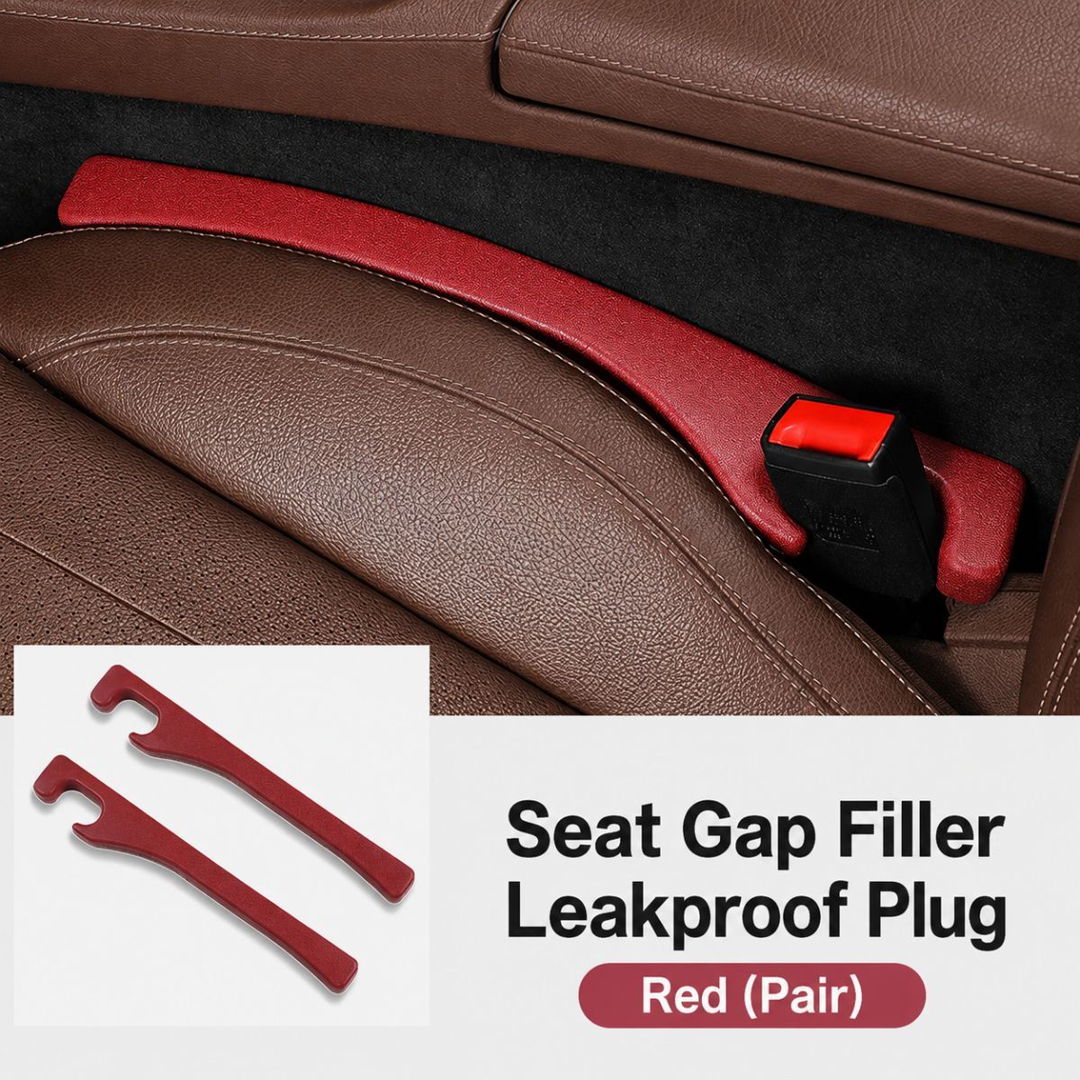 Car Seat Gap Filler 2 Pack, Universal Fit PU Leather Car Seat Gap Plug to Fill The Gap Between Seat and Console, Car Seat Crevice Blocker Stop Things from Dropping - Black - Size 2PCS