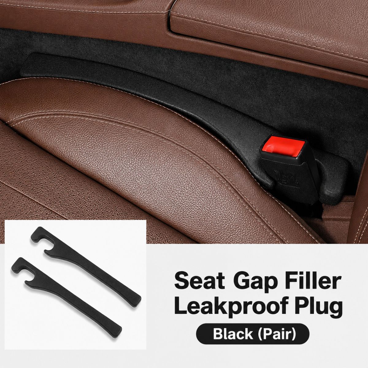 Car Seat Gap Filler 2 Pack, Universal Fit PU Leather Car Seat Gap Plug to Fill The Gap Between Seat and Console, Car Seat Crevice Blocker Stop Things from Dropping - Red - Size 2PCS