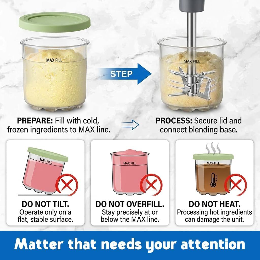 4-Pack Reusable Ice Cream Pints with 4 Spoons - 16oz Creami Containers & Lids Set Compatible with Ninja Creami NC300/NC299AMZ, BPA-Free & Dishwasher Safe (Transparent)