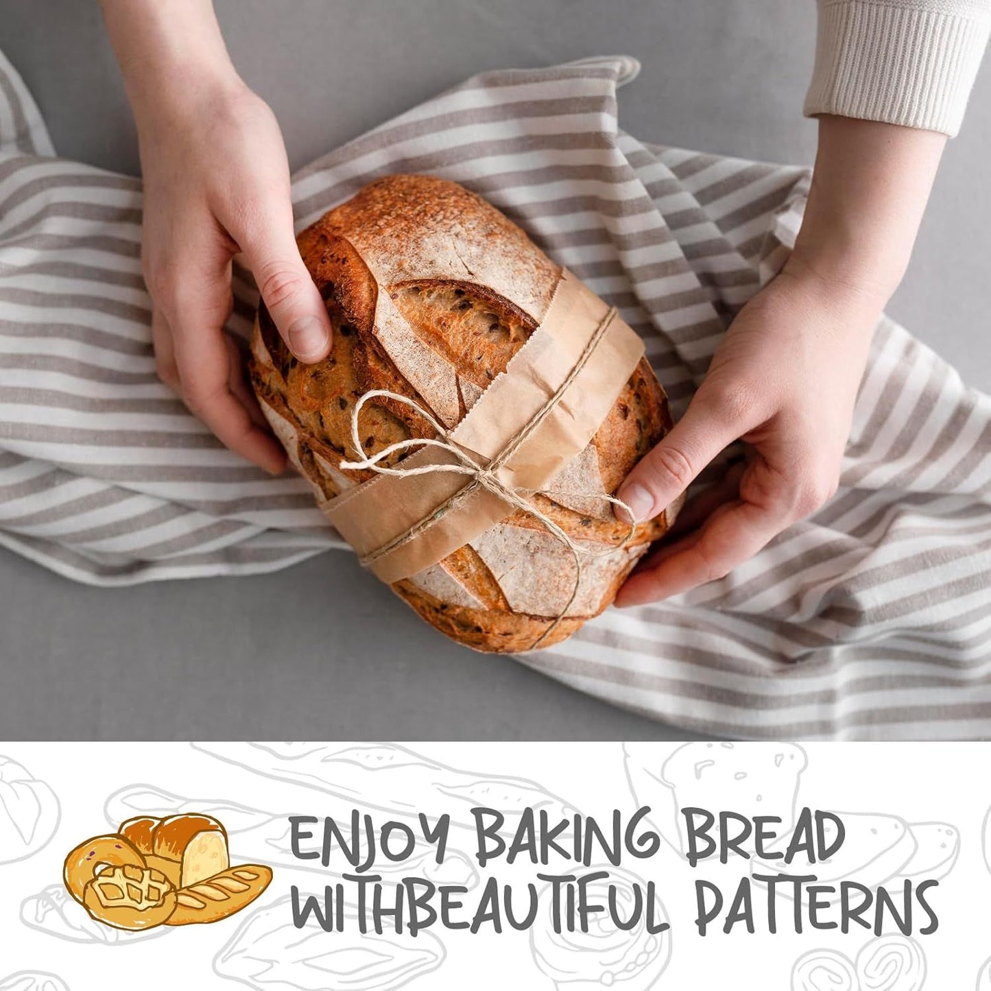 5 Pack Oval Sourdough Proofing Basket Set with Linen Liner, Natural Rattan Bread Fermentation Bowl for Artisan Baking, Splinter-Free Dough Rising Basket for Home Bakers (6.5inch,Beige)