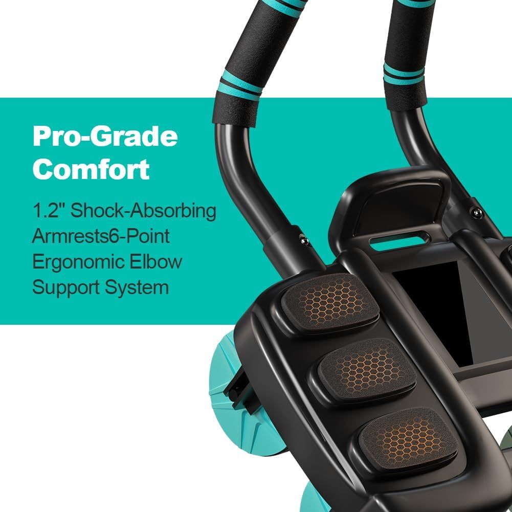 Automatic Rebound Ab Roller with Six-Point Elbow Support & Phone Holder for Home Gym Core Workout (Black)