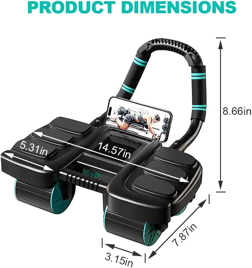 Automatic Rebound Ab Roller with Six-Point Elbow Support & Phone Holder for Home Gym Core Workout (Black)